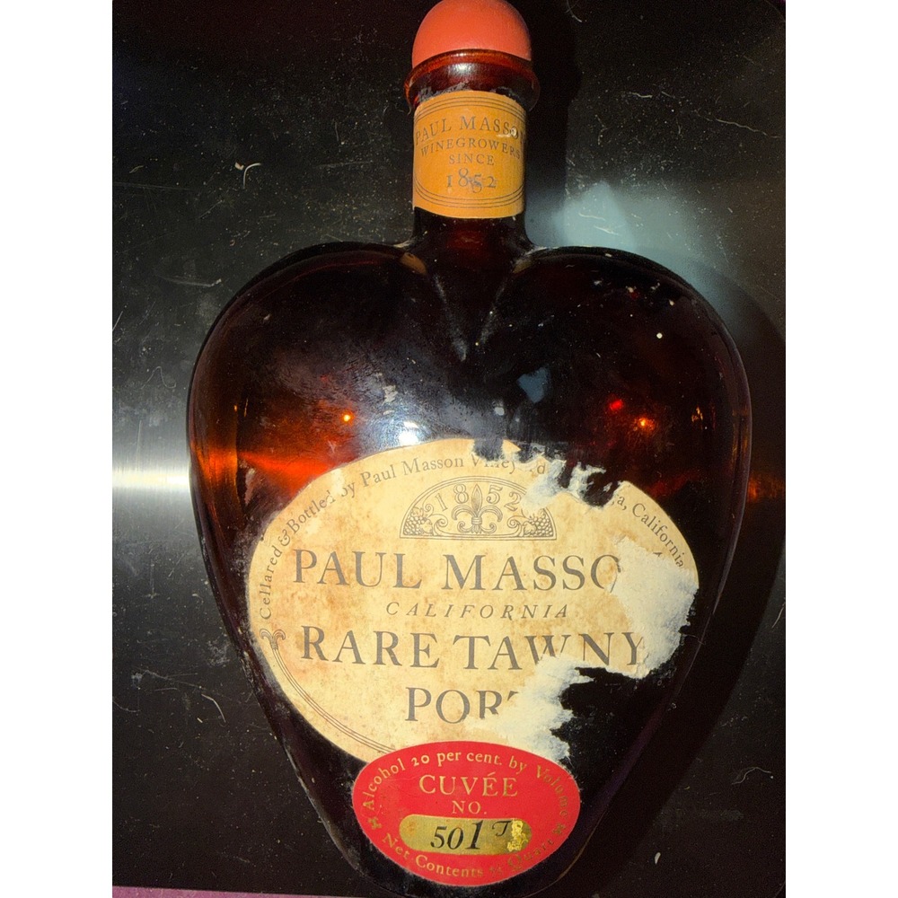 Vintage Paul Masson Heart Shaped Bottle Amber Glass Rare Tawny Port Cuvée 5017